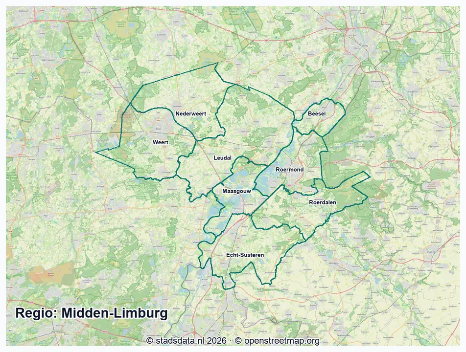 Kaart Midden-Limburg